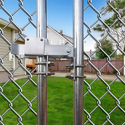 BiJun Chain Link Double Gate Latch Chain Link Fence Gate Latch for 1-3/8" Gate Frames,Chain Link Residential Strong Arm Double Gate Latch Equipped with Convenient Padlock Holes (Silvery)