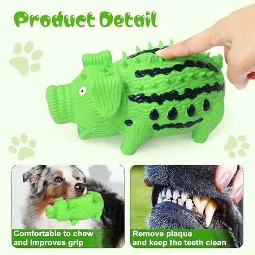 Squeaky Dog Toy Pig, Watermelon-Shaped Pig Dog Toys that Oinks, Natural Latex Dog Toys for Medium Large Dogs Pet Interactive Grunting Pig Dog Toys - color: Green