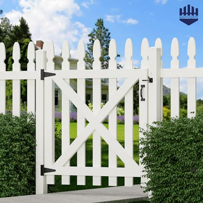 Fence Gate Hardware Kit, Heavy Duty Gate Kit for Wooden Fence with Self Locking Gate Latch, 6in T-Strap Gate Hinges, Door Pull Handle, Gate Hinges and Latch Set for Wooden Vinyl Fence