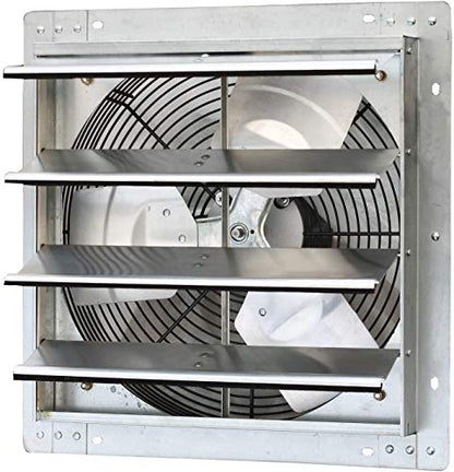 iLiving - 16" Wall Mounted Exhaust Fan - Automatic Shutter - Variable Speed - Vent Fan For Home Attic, Shed, or Garage Ventilation, 1200 CFM, 1800 SQF Coverage Area (Power Cord Not Included) - style: 16" Fan-only