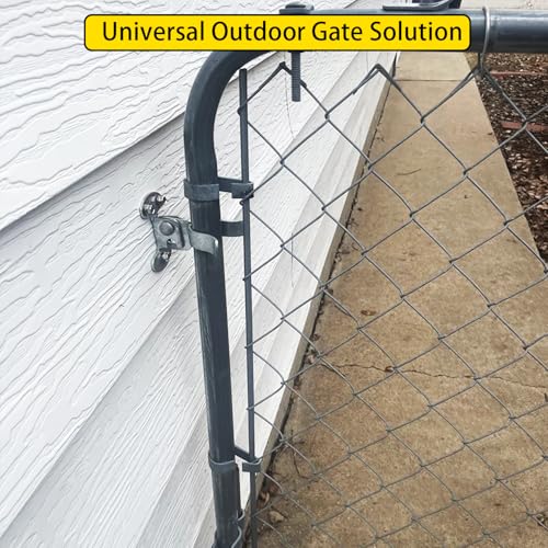 Flat Back Wall Mount Fork Gate Latch for Chain Link Fence, Galvanized Steel with Padlock Hole, Fits 1-3/8" Gate Frame, Includes Screws for Wood Post and Farm Gate (2-Pack)
