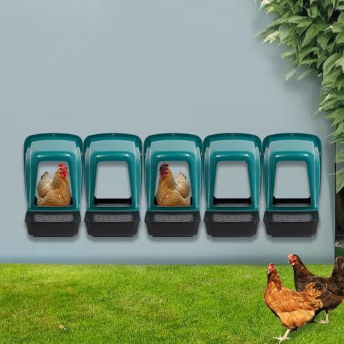Chicken Nesting Boxes, 5 Pack Chickens Laying Boxes & Perch, Rollout Egg Collection with Cover for Chicken Coop, Nest Box for Hens Duck Poultry (18.35 * 15.35 * 16.34in)