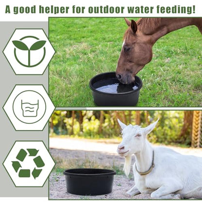 Sadnyy 4 Pcs Rubber Feeder Pan, Rubber Feed Pan Utility Horse Feed Bucket Dog Bowl Horse Feeder for Cats Dogs Goats Chicken Dust Bath Container Animal Feeding, 10.6 x 4.1 Inch(4 Quart/ 1 Gallon) - size: 4 Quart/ 1 Gallon