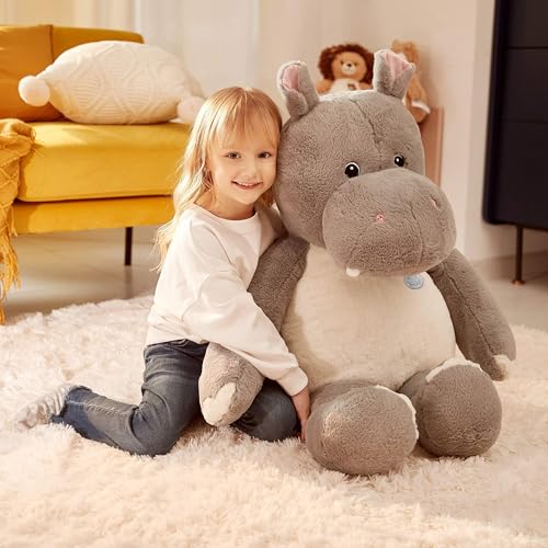 IKASA Giant Hippo Stuffed Animal,30" Jumbo Plush Toy, Soft and Cute Toys for Kids Boys Girls (Gray) - style: Hippo