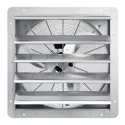 VEVOR 24'' Exhaust Fan, Wall Mounted Attic Fan with Variable Speed, 3320 CFM, Automatic Shutter, Ventilation and Cooling, Silver, Fan Only - size: 24 Inch