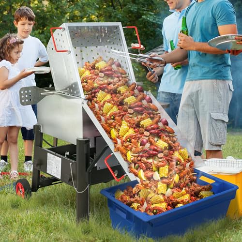 Creole Feast CFB1001A 90 QT Crawfish Boiler, Outdoor Single Sack Propane Gas Cooker with Folding Cylinder Mounting Bracket and Stirring Paddle for Seafood & Crawfish Season, Black - size: 90 quart