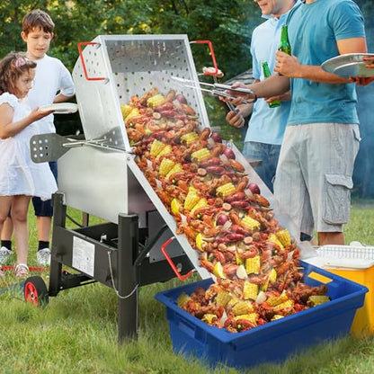 Creole Feast CFB1001A 90 QT Crawfish Boiler, Outdoor Single Sack Propane Gas Cooker with Folding Cylinder Mounting Bracket and Stirring Paddle for Seafood & Crawfish Season, Black - size: 90 quart