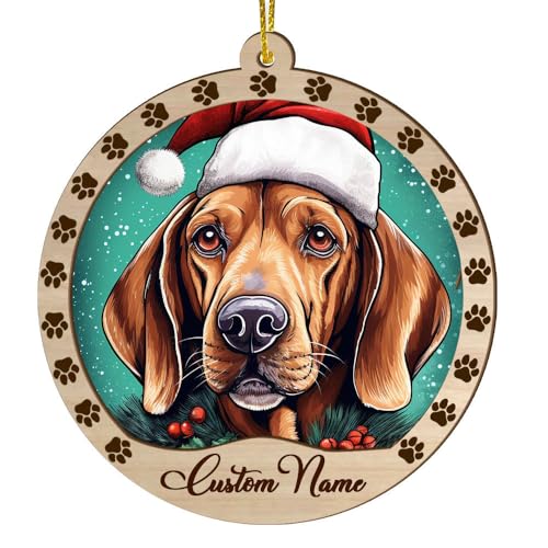 Personalized American English Coonhound Ornament, American English Coonhound Christmas Ornament, Custom Name American English Coonhound Dog Suncatcher for Christmas Tree - color: American English Coonhound