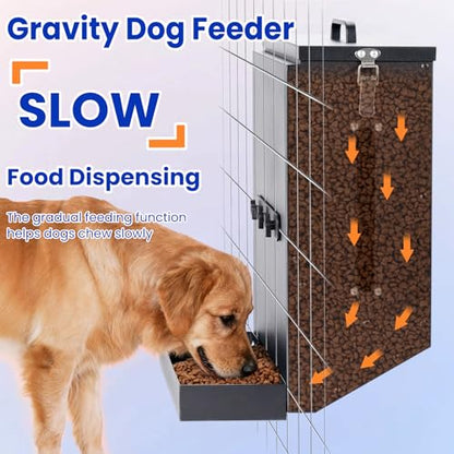 17Lbs Automatic Dog Feeder for Outside Kennel, Galvanized Gravity Dog Food Dispenser for Hanging Cage, Pet Cage Feeder for Large Breed,Rabbit,Chicken,Puppy,Ferret,Chinchilla,Ferret