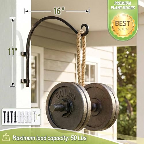 AJART Plant Hanger Bracket Outdoor: 16-Inch Metal Bird Feeder Wall Hook - Heavy Duty Plant Hanger Hooks for Hanging Flower Baskets - size: 16 Inch, style: Plant Hanging Hook
