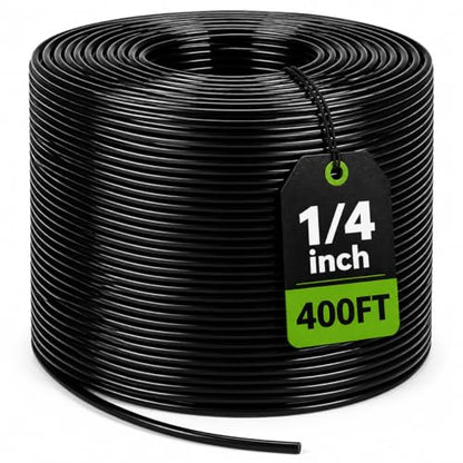 Bonviee 400ft 1/4 inch Drip Irrigation Tubing – Flexible, Durable Hose, Compatible with 1/4" Barbed Tee, Micro-Emitters & Misters, Perfect for New Home Garden System - size: 1/4"-400FT