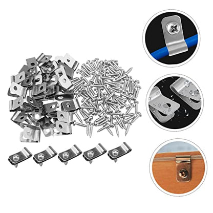 100Pcs Aluminum Wire Fence Clips with Screws Heavy Duty Fence Clamps for Livestock Cattle Panels and Wire Cage Fastening Corrosion Resistant Fencing Mounting Connectors