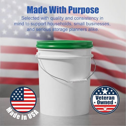 ePackageSupply 5 Gallon Bucket - Food Grade Bucket with Airtight Gamma Seal Screw-On Lid, BPA-Free, Heavy-Duty 90 Mil HDPE Plastic, Bulk Storage, Durable Container, Made in USA, White/Green, 3 Packs - color: White/Green, size: 3 Packs