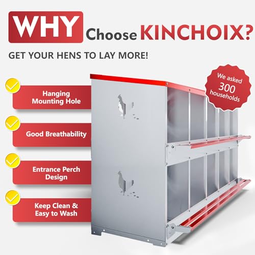 Chicken Nesting Boxes - 10 Compartment Metal Poultry Nest Box Wall Mount for Chickens, Hens, Ducks - Easy Egg Collection - Large Vented Holes Chicken Coop Equipment (10 Compartment)