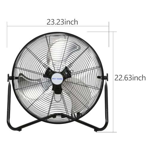 BILT HARD 20" High Velocity Floor Fan, 4600 CFM 3-Speed Industrial Shop Fan with Wall-Mounting System, Heavy Duty Metal Fan for Garage Workshop and Warehouse, 2 Pack - size: 20 inch