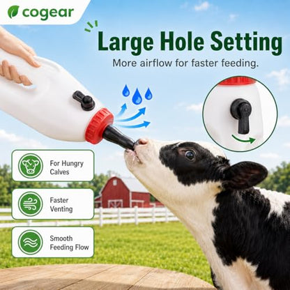 Screw Nipple Calf Feeding Device, Calf Feeding Bottle with Rubber Nipple & Cap, Handle Milk Pot Calfs Feeding Supplies (2.5L-Adjustable) - color: 2.5L-Adjustable