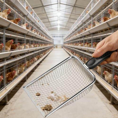 of 2 Stainless Steel Poultry Manures Scoops Ergonomic Handle for Quick Coops Maintenance Livestock Shovel