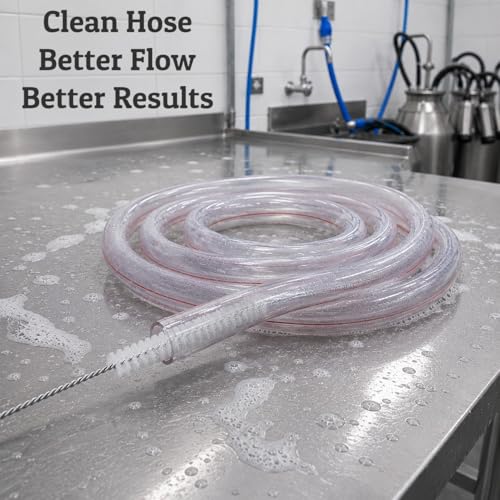 Premium Food-Grade Milk Hose, Clear, BPA Free, Flexible Tubing with 59-Inch Cleaning Brush for Dairy Applications (1/2" Hose + Brush) - size: 1/2" Hose + Brush