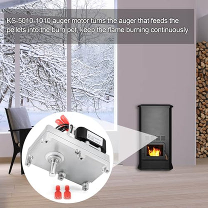 Hiorucet KS-5010-1010 Auger Feed Motor for Glow Boy Bay View FS, Classic, Home Heater, Shop Heater Pellet Stove, for PelPro PP300, for Cheap Charlie Franklin, Edison Pellet Stove, 2RPM CW