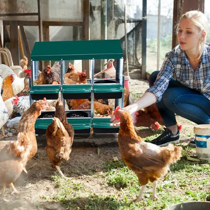 6-Hole Chicken Nesting Box with Removable Lid, Metal Chicken Coop with Roll Away Design/Easy Egg Collection/Ventilation Holes, for Chicken Coops, Duck Coops and Hens - color: Green, size: 6 holes with Legs