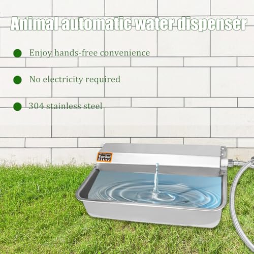 Automatic Dog Water Bowl Dispenser 304 Stainless Steel Waterer for Horse Goat Pig Cow, Large Capacity Horse Livestock Water Trough Dispenser Dog Bowl & Goat Waterer