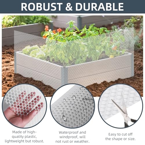 Plastic Wire Mesh Fence, 1.3ft x 50ft /15.7in x 600in Plastic Chicken Wire Fence Mesh Versatile Plastic Fencing Wire Netting Poultry Animal Barrier Fence with 150 Zip Ties for Garden & Farm, White - color: White