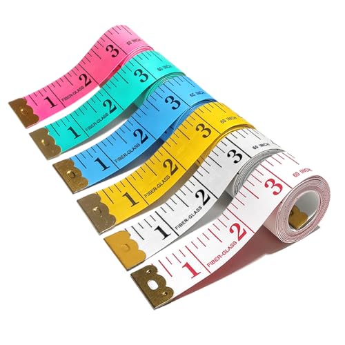 6 Pack Colorful Tape Measure Body Measuring Tape, Soft Fabric Measuring Tape for Sewing Cloth Measurement, 60 Inch Double Scale Tailor Ruler for Weight Loss (Multicolored) - color: Multicolored