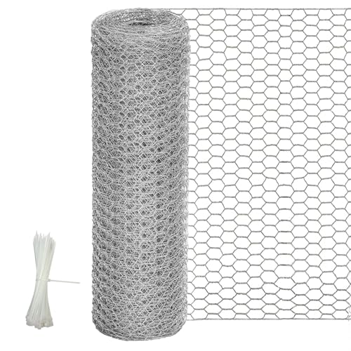 Chicken Wire Fencing, 24 Inch x 60 Feet Chicken Wire Mesh Roll for Garden Plants, 1 Inch Mesh Hexagonal Galvanized Metal Poultry Wire Netting for Chicken Coop Rabbit Dogs Barrier - size: 24 x 720 Inches-1 Inch Mesh