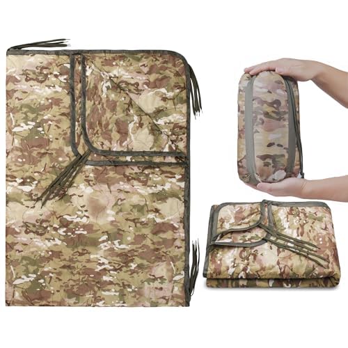 Mirzoyan Woobie Blanket, Military Poncho Liner Camo Insulated Camping Woobie Blanket for Outdoor Hiking (Yellow-cp) - color: Yellow-cp