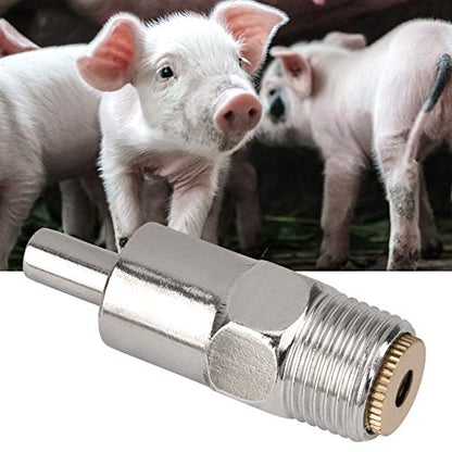 5PCS Automatic Pig Nipple Water Drinker, Stainless Steel Copper hat Straw Type Waterer Feeder for Livestock Cows Cattles Horses Pigs Piglets Sheep Goats