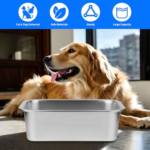 Ohtomber Stainless Steel Dog Bowl - 2.65 Gallons Metal Large Pet Dog Water & Food Bowl, Outdoor Feeder Water Trough Dish Plate for Cat, Big, Extra Large Breed - size: 2.65 gallons