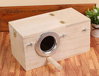 YJJKJ Wood Parakeet Nest Box Pet Bird House Parrot Breeding Mating Box Bird Cage Box for Lovebirds Cockatiel Parrotlets Budgerigar Parakeet (L) - size: Large