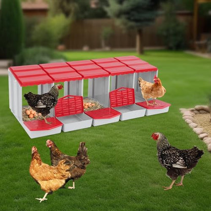 Chicken Nesting Box, 3 Compartments Laying Boxes for Hens, Nest Box for Chicken Duck Poultry Coop, Wall Mount Chickens Roosting Boxes, Protect Collect Egg (Red) - color: Red