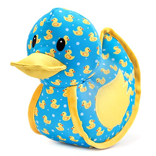 The Worthy Dog Rubber Duck Tough Plush Dog Toy – Durable Chomp-Resistant Dog Toy with Multiple Squeakers, Reinforced Mesh Lining & Strong Stitching - Blue, Large - color: Rubber Duck - Blue, size: Large