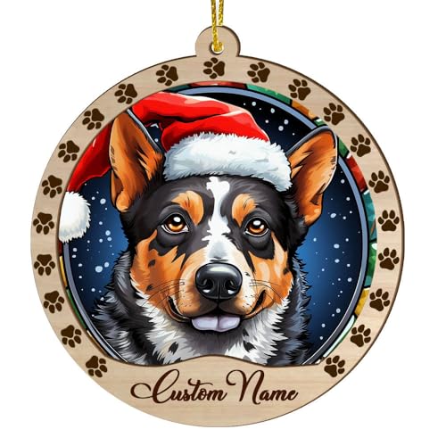 Personalized Australian Stumpy Tail Cattle Ornament, Australian Stumpy Tail Cattle Christmas Ornament, Custom Name Australian Stumpy Tail Cattle Dog Suncatcher for Christmas Tree - color: Australian Stumpy Tail Cattle