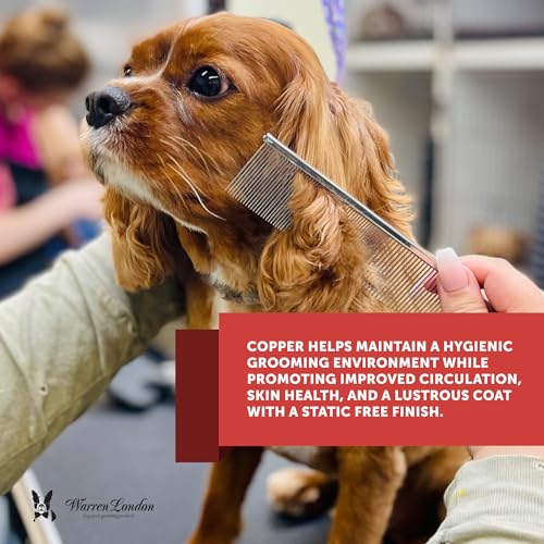 Warren London Copper Greyhound Style Everyday Dog Comb – 7.5" Professional Grooming Comb with Rounded Pins, Fine & Coarse Teeth, Smooth Glide Detangling & Coat Finishing Comb - style: Groomer's Everyday Comb