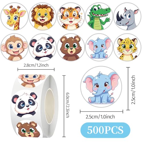 1000 Pcs Cute Animal Stickers for Boys and Girls.Waterproof Vinyl Sticker Packs for Water Bottles Phone Case Laptop Book.2 Roll 1 Inch Kawaii Stickers Bulk - color: Cute Animal