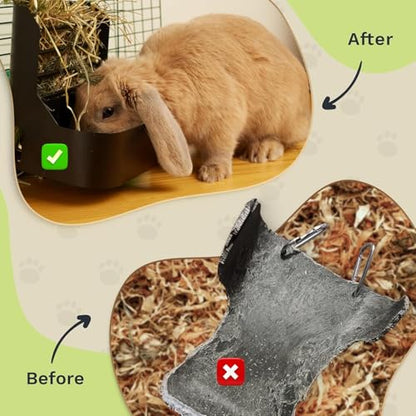 Hay and Food Feeder for Rabbit, Guinea Pig, Bunny, Chinchilla, Heavy Duty Metal Bin 5.5 x 5.5 x 7 inch (Pack of 1) - size: Pack of 1