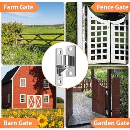 4 Pcs 304 Stainless Steel Gate Hinges Heavy Duty, 5/8'',Farm Gate Hinges up to 600lbs,Wall Mount Hinges for Farm Gates or Wooden Fences