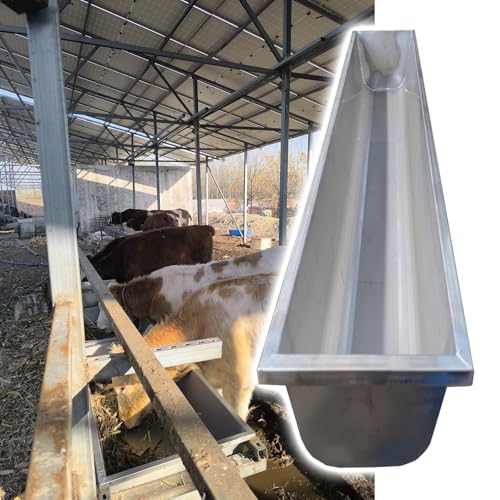 Stainless Steel Livestock Trough - Easy to Clean Animal Feed Feeder for Cattle, Cows & Horses - Large Capacity Hay & Water Trough for Farm Use,L 120cm(47 1/5") X 45cm(17 7/10" - color: L 120cm(47 1/5") X 45cm(17 7/10"