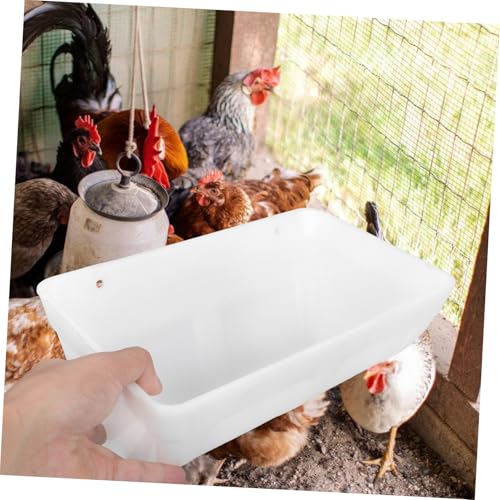 Abaodam 2pcs Hanging Chicken Feeder Trough White Livestock Feeding Bucket for Geese and Poultry with Removable Parts and Space-Saving Design Includes Screws and Buckles - color: White