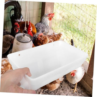 Abaodam 2pcs Hanging Chicken Feeder Trough White Livestock Feeding Bucket for Geese and Poultry with Removable Parts and Space-Saving Design Includes Screws and Buckles - color: White