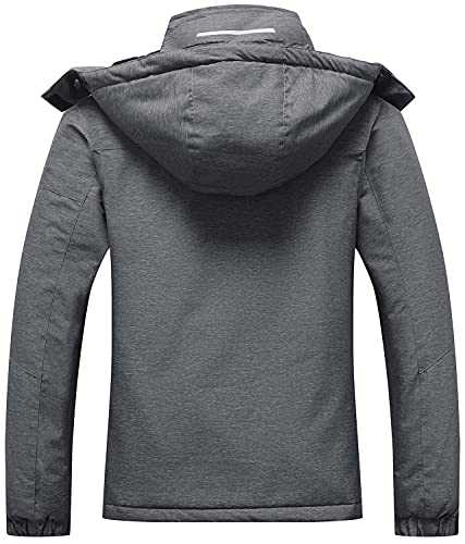 SUOKENI Women's Waterproof Warm Winter Snow Coat Hooded Raincoat Ski Snowboarding Jacket - color: Charcoal Heather, size: Small