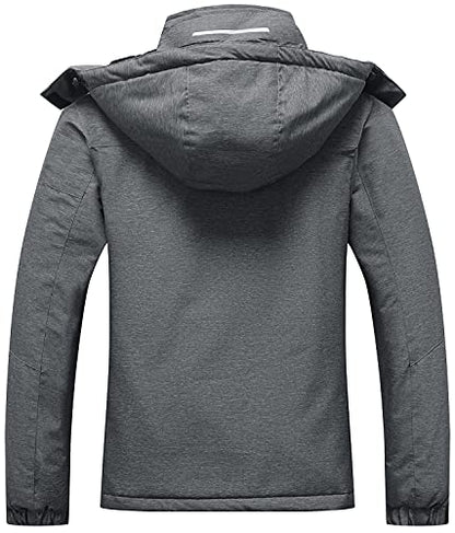 SUOKENI Women's Waterproof Warm Winter Snow Coat Hooded Raincoat Ski Snowboarding Jacket - color: Charcoal Heather, size: Small