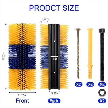 2PCS Livestock Scratching Brush for Goat Horse Cow Sheep Pig Donkey Cattle | Livestock Scratching Brush, Goat Scratcher Post, Grooming and Massage, Farm Back Scratching, Itch Relief - color: Yellow