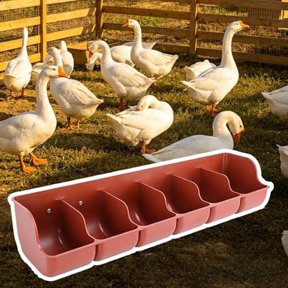 Small Multi-Compartment Poultry Feeder, 18 22 26 in Long Hay Feeder, Feeding Container for Geese Duck Backyard Farm Feeding Equipment(Red L65cm/25.6") - size: Red L65cm/25.6"