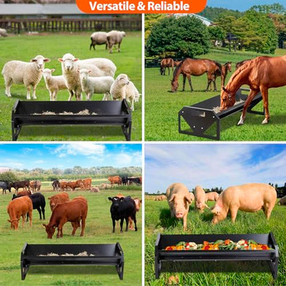 Pasture Feeder 44.2" Long, Livestock Feeder for Farms | with Deeper Feeding Pan, Heavy-Duty Livestock Feeding Troug