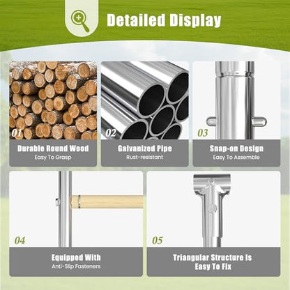 UDPATIO Chicken Roosting Perch 55" L x 40" W, 4-Tier Heavy Duty Metal & Wood Roost Bars for Coop Silver M - size: 55*40 IN