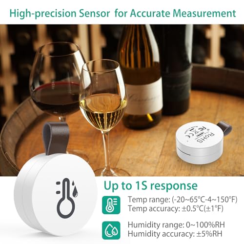 ORIA Thermometer Hygrometer, Wireless Humidity Temperature Sensor Mini with Data Export and Alert, Temp Humidity Monitor for House, 2 Pack