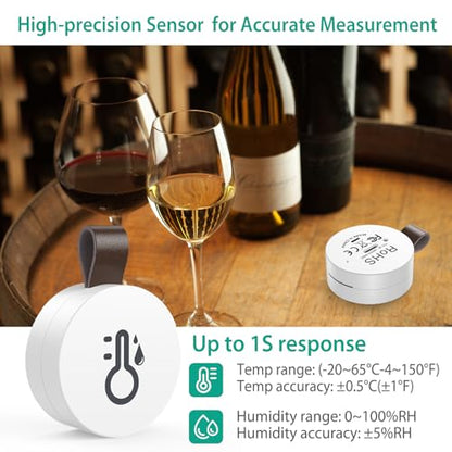 ORIA Thermometer Hygrometer, Wireless Humidity Temperature Sensor Mini with Data Export and Alert, Temp Humidity Monitor for House, 2 Pack